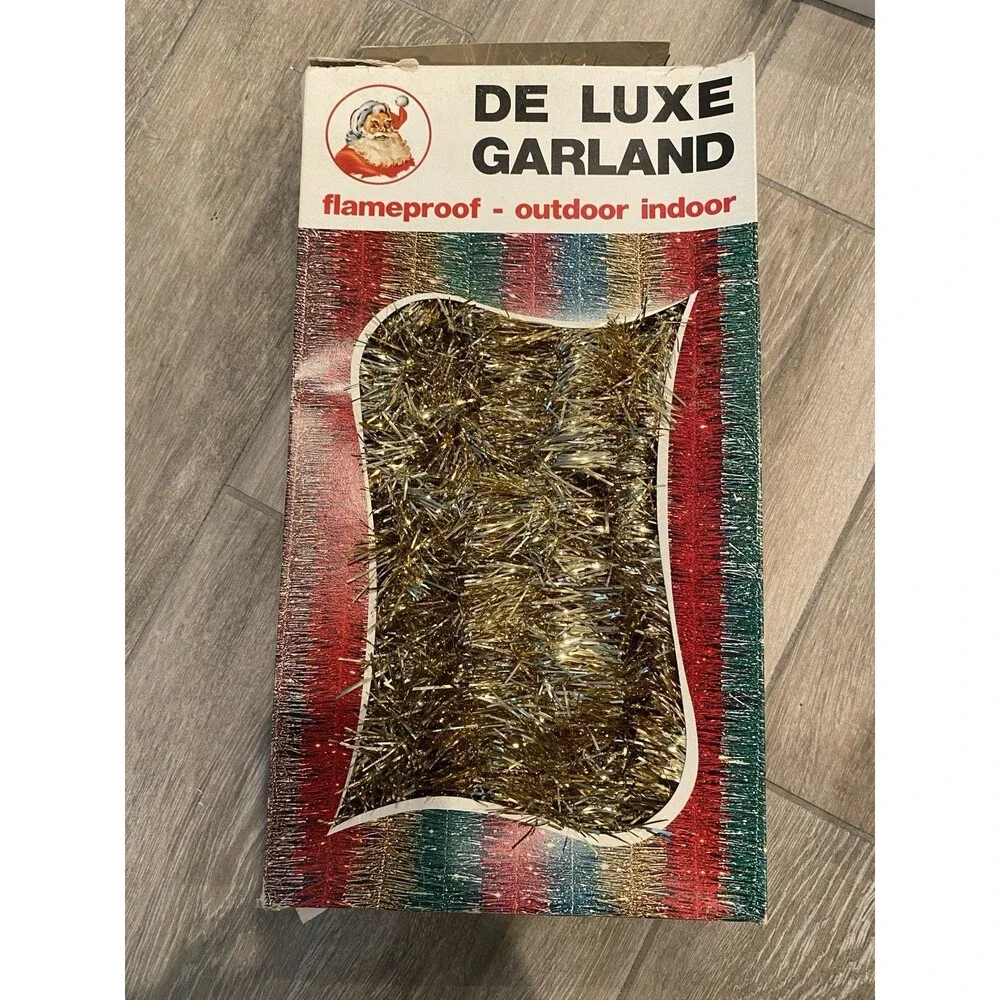 4 Boxes Vintage De Luxe Garland Tinsel Gold Indoor And Outdoor